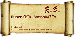 Rusznák Barnabás névjegykártya